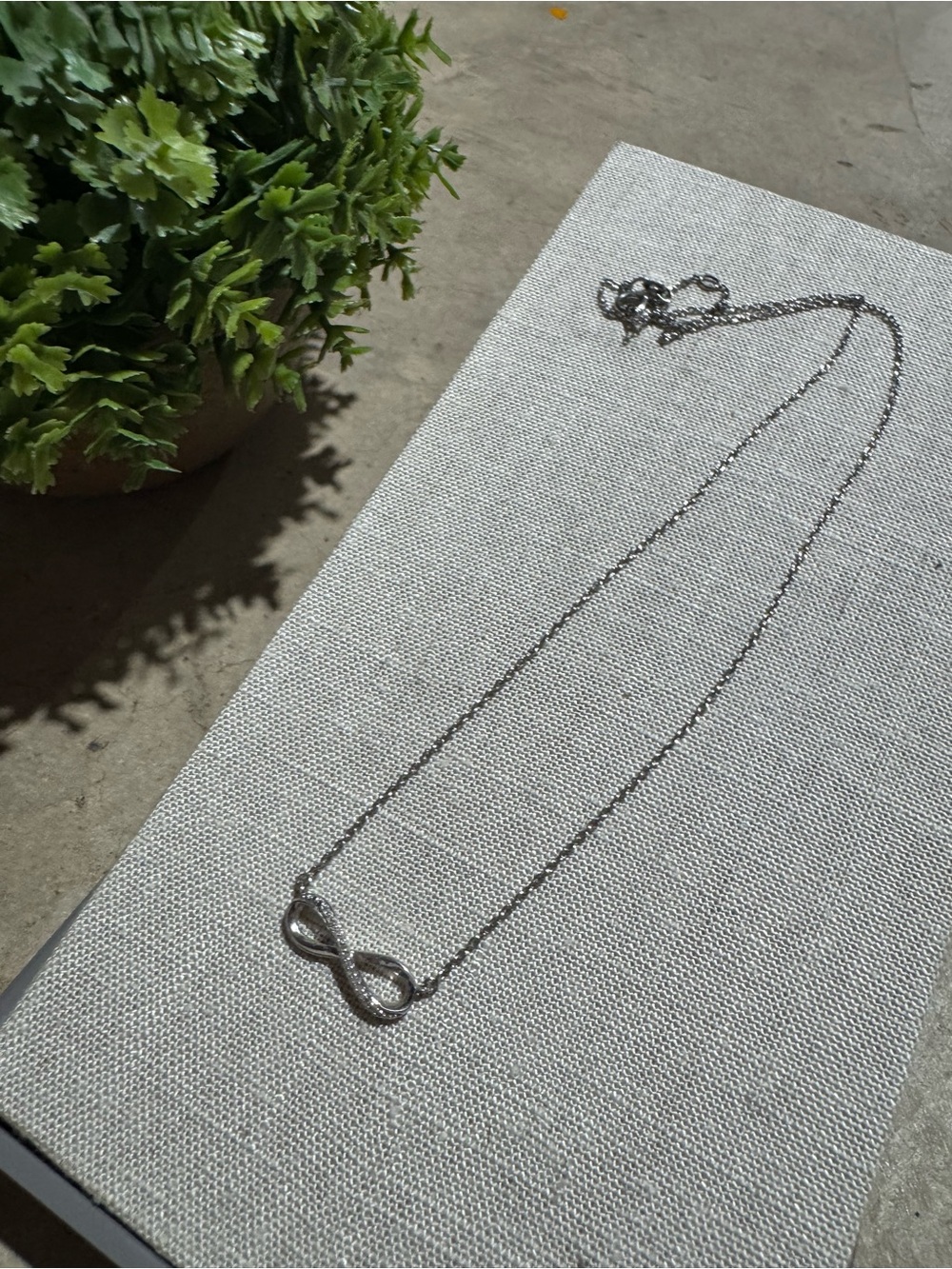 Sterling Silver 925 Infinity Necklace 18” Dainty Delicate